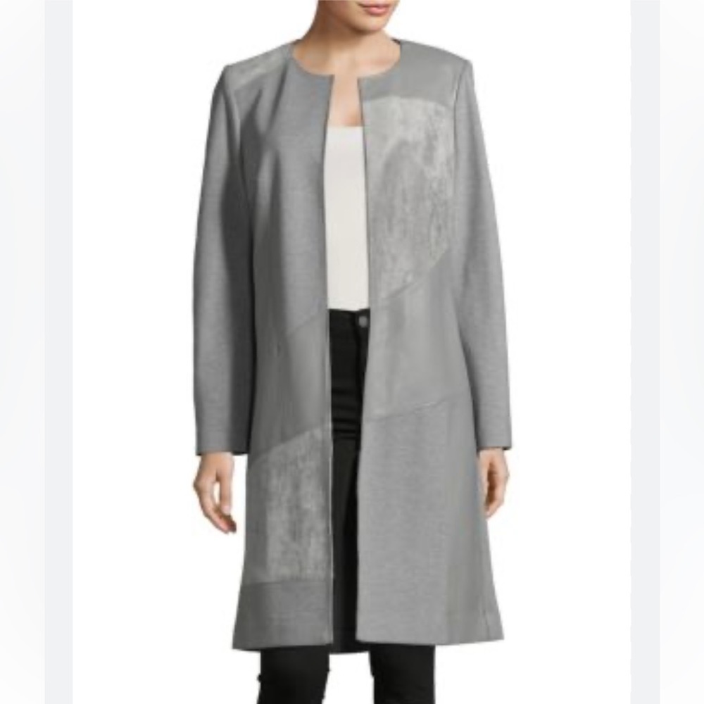 Calvin Klein Grey Open Front Long Jacket NWT - image 8